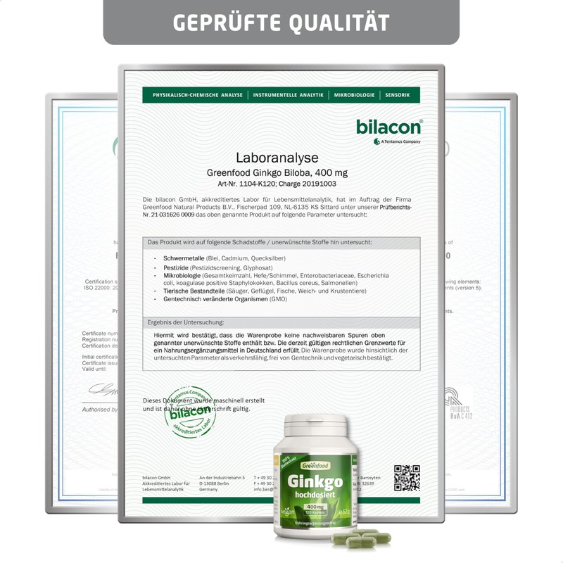Greenfield – Ginkgo Biloba, 100% Vegan Leaf Extract 450mg, 120