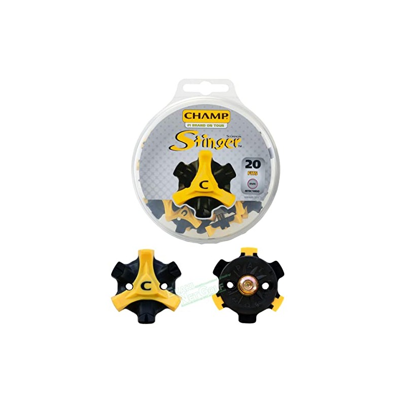 CHAMP Golf Shoe Studs Stinger 3 mm 20P S-87 Black/Yellow