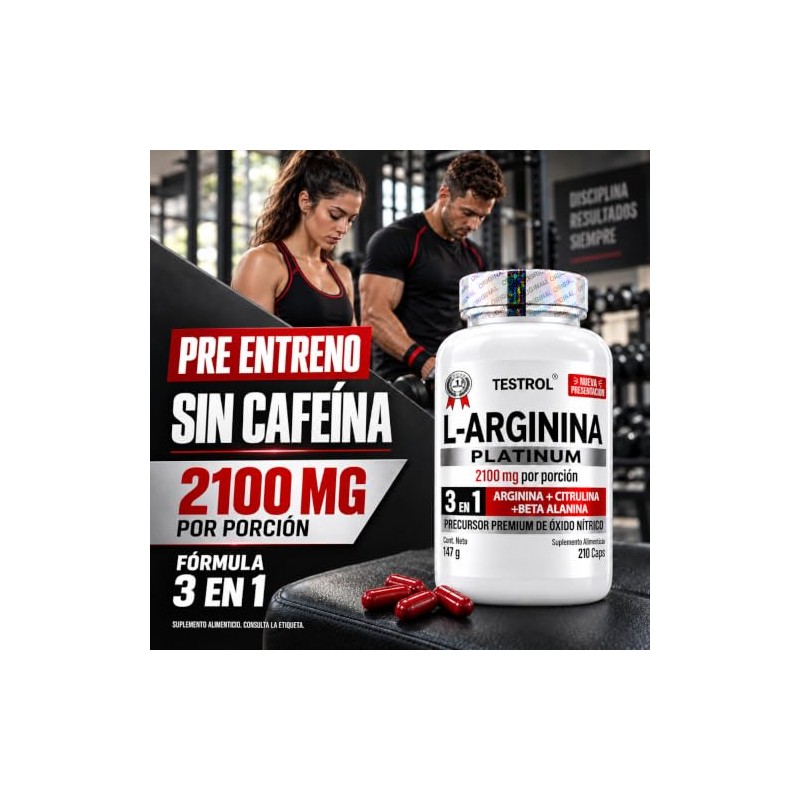 Arginina Platinum 2100mg Por Porción Citrulina Beta Alanina Pre Workout