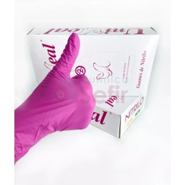 UniSeal Guante De Nitrilo Uniseal Rosa Con 100 Pzas Talla Mediana