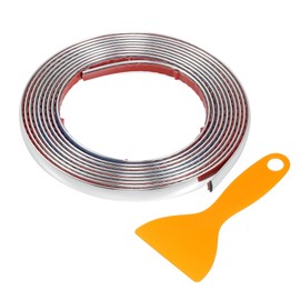 TUCKBOLD Car Truck Window Trim Strip 2/5" 10mm Width 10Ft 300cm Self Adhesive Scratch-Proof | Universal Exterior Interior Bumper Door Body Side Decorative Sticker Gloss Silver Tone 1 Set