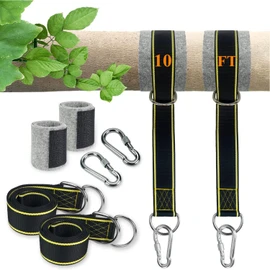 Extra Long 10FT Tree Swing Straps Kit with Tree Protector,2 Pack | Heavy Duty Carabiners Included. Safe Extra Long 8FT Hanging Straps Hold 1800 Lbs. Perfect For Tree Swings and Hammocks