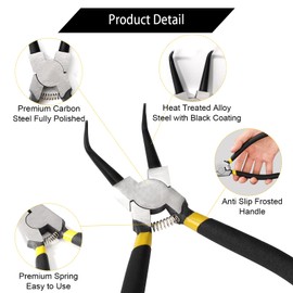 Tunejoy Circlip Pliers Set 7 Inch Snap Ring Pliers for Indoor and Outdoor Fuses Straight Bent Sea Ring Pliers Set of 4