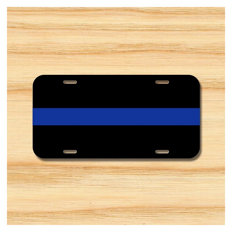 Amel Thin Blue Line License Plate Front Black Sheriff Plate