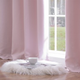 Best Home Fashion Thermal Insulated Blackout Curtains - Back Tab/Rod Pocket - 52" W x 84" L - Light Pink (Set of 2 Panels)