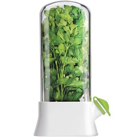 LAOGUATON Herb Keeper with Scissors, Clear Container for Fresh Parsley, Cilantro, 10 x 4 inches