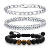 VNOX Men's Bracelet, Men's Bracelet, Stainless Steel Bracelet, Silver, Pack