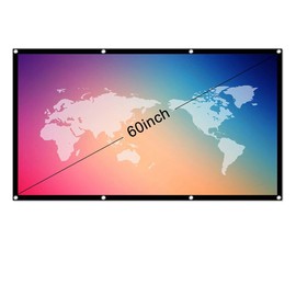 Tiardey 60 Inch 16:9 HD Projector Screen Indoor Outdoor Portable Foldable Screen Projector Movies Screen for Home Theater Support Double Sided Projection - Thickened soft curtain