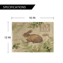 Animals Placemats Set of 4 Vintage Style with Green Plants Table Mats Waterproof Heat Resistant Washable Non-Slip Place Mats for Dinner Room Kitchen Decor Table 12”×16”