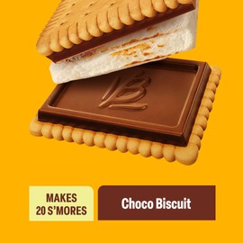 Bauducco Choco Biscuit S’mores Kit, 16.94 oz (Pack of 20) - Individually Wrapped Packs with 2 Chocolate Biscuits & Marshmallows for Easy S’mores Making