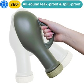 QIXIAOTOUQI Unisex Portable Green Urine Bottle with Screw Lid,Spill Proof Urine Bottle Portable Travel Pee Container for Men and Women Leak-Resistant Design for Hospital, Camping, Car and Emergency Use