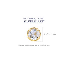 Silvershake 1.94 CTW 6MM Round Shape Genuine White Topaz 14K Yellow Gold Plated 925 Sterling Silver Heart Victorian Style Stud/Post Earrings April Gemstone Birthstone for Women