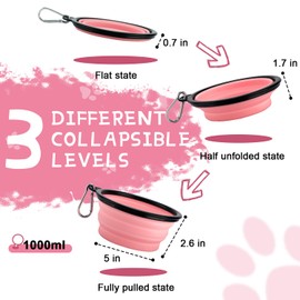 Collapsible Dog Bowls for Travel, 2-Pack Dog Portable Water Bowl for Dogs Cats Pet Foldable Feeding Watering Dish for Traveling Camping Walking with 2 Carabiners, BPA Free