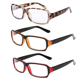 FancyG Vintage Inspired Classic Retro Style Rectangle Shape Glasses Frame Clear Lens Eyewear 3 Pieces Color Set67