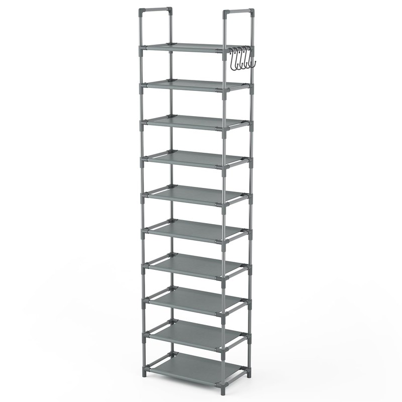 LANTEFUL 10 Tiers Tall Shoe Rack 20-25 Pairs Boots Organizer