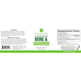 Antler Farms – 100 % pura médula ósea de Nueva Zelanda, 120 cápsulas, 500 mg – alimentado con zacate, pasto elevado, procesado en frío, suplemento de 