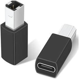 MorpTech (2 Pack) USB-C to USB-B Adapter – Type-C Female to Printer Male MIDI Converter, Supports Data Sync & High-Speed Transmission for Electric Piano, Synthesizer, Printer, Black