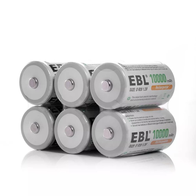 EBL D Cell Size NIMH Rechargeable Batteries 1.2V Battery +