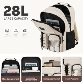 KROSIAS School Backpack for Women, Bookbag for Teen Girls College Backpacks for Students Large 15.6 Inch Laptop Bag for Travel Work, Beige