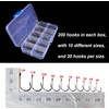 HENWUBEI 200PCS Premium Fishing Hooks, 10 Sizes Carbon Steel Fishing