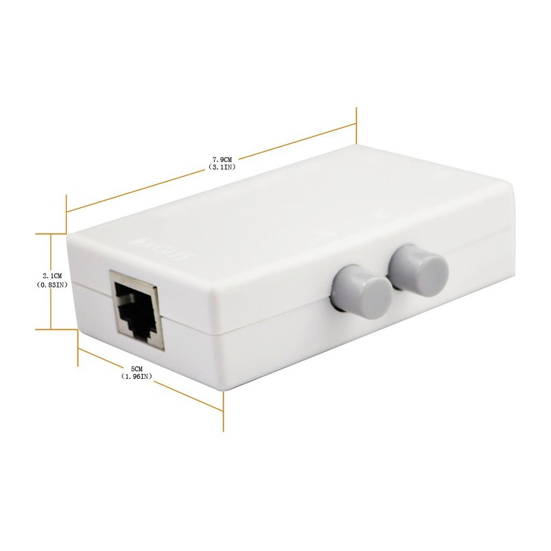 iKKEGOL Mini 2-Port RJ45 Network Key-Press Switch Splitter Selector Box