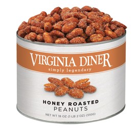 Virginia Diner Honey Roasted Peanuts - Sweet & Salty Gourmet Non-GMO, Preservative Free Gifts from Virginia Since 1929-18 Oz Can