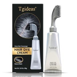 Tgideas Tinte para el cabello, peine para retoque de raíz, cobertura de canas sin amoníaco, negro | Natural Plant Extract Hair Color Cream with No Mix