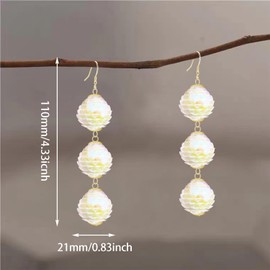 WUWEIJIAJIA Bohemian Handmade Sparkly Sequin Beaded Ball Lightweight Dangle Drop Earrings Summer Vacation Geometry Flower Hook Earrings For Women (White)