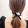 7 Pcs Pearl Black Elastic Hair Ties Ponytail Holders Pearl