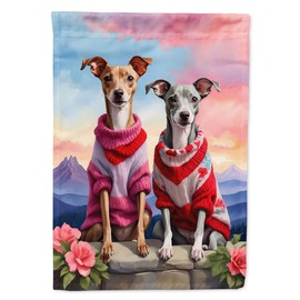 Caroline's Treasures DAC4656GF Italian Greyhound Two Hearts Garden Flag Mailbox Flag Decorative Yard Flag Banner Outside Patio Artwork Yard Flower Beds, Garden Size, Multicolor