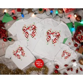 Christmas Santa Candy Cane Heart T-shirt, Cute Holiday Graphic Tee
