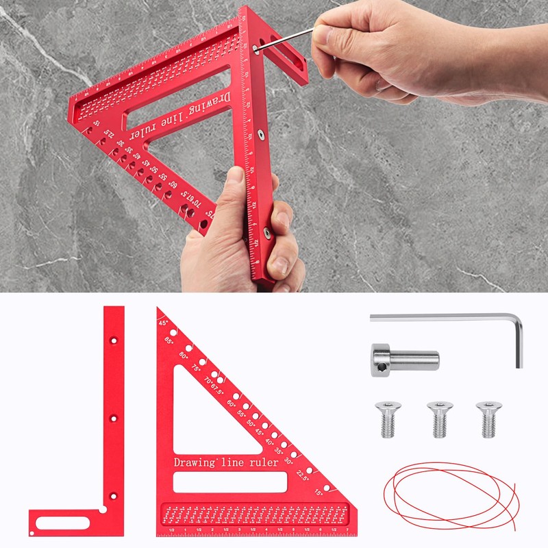 Large Carpenter Square 8.42" x7.67 Precision Woodworking Tools 15-90 Degree