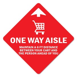 Public Safety Sign One Way Aisle Non-Slip Floor Graphic | 6 Pack of Floor Marker Vinyl Decal| Protect Your Business, Work Place & Customers | Made in The USA