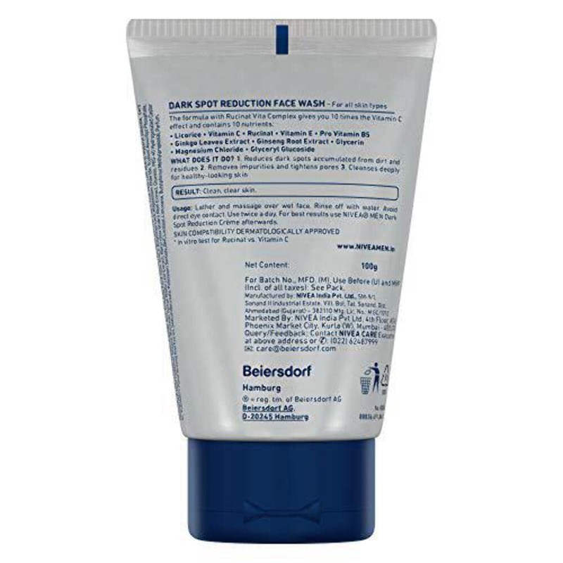 Nivea Men Dark Spot Reduction Face Wash (10x Whitening), 100