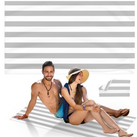 MOLHEM Beach Towel Quick Dry Microfibre, Double Sided Quick Dry Absorbent Beach Towels Sand Free, Lightweight, Compact for Travel Swimming Yoga Gym(160x90cm, 63x35in) (Grey)