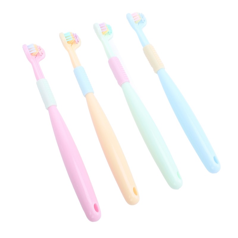 4pcs Three Sided Toothbrush Soft Bristles Three Head Teeth Cleaner