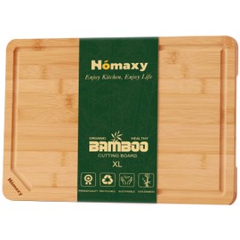 Homaxy Extra Large Organic Bamboo Cutting Boards for Kitchen, 18"x12" Wooden XL Cutting Board with Juice Groove and Handles, Charcuterie Butcher Block Wood Serving & Chopping Board - Pre Oiled