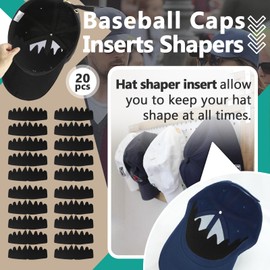 20Pcs Hat Shaper Insert - Baseball Caps Inserts Shapers, Reusable Crown Support Brim Cap - Black Hat Insert to Keep Shape for Snapback Cap, Ball Sports Hat and More