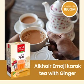 Alkhair Karak Chai Tea Latte with Ginger – Instant Tea, 12 Sachets (20g Each, 240g Total)