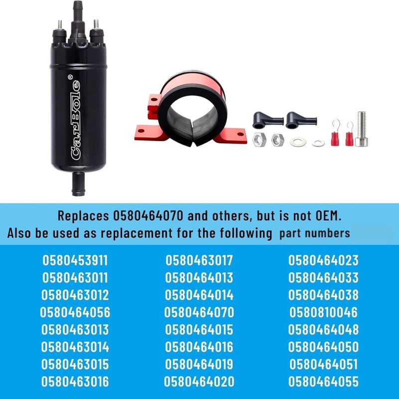 CarBole External In Line Fuel Pump: 116 PSI High Pressure