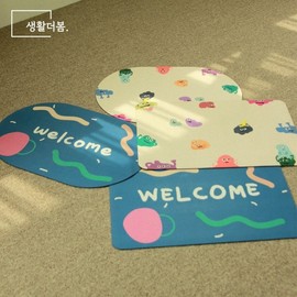 Life the Spring Interior Washable Non-Slip Diatomaceous Earth Cute Character Release Mat Monster Friends Round 10ea