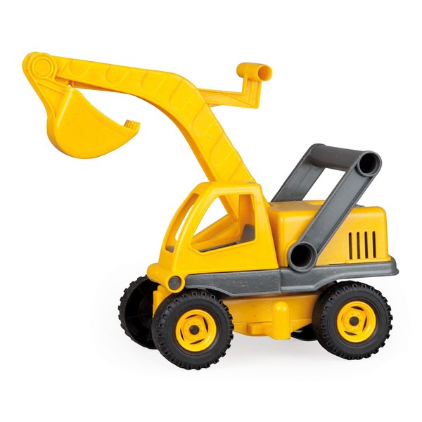 Lena Eco Active Excavator Toy for Kids, Made Out of A Plastic-Wood-Compound with Wooden Smell, Galvanised Steel Axles, Lockable Excavator. Length: 35 cm