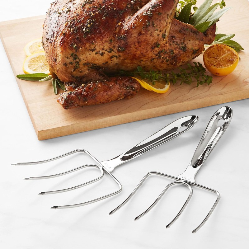 KAYCROWN Turkey Lifter Forks, Stainless Steel Poultry Lifters Set of