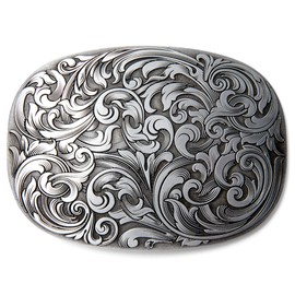 Antique Engraved Floral Belt Buckle - Stylish, Heavy-Duty, Vintage Western Accessory Copper/Silver (Silver)