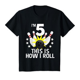 5 Year Old Bowling Birthday Party Shirt How I Roll 5th Gift T-Shirt