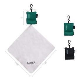 SEIBER Eyeglass Cleaning Microfiber Cloth - with Neoprene Pouch | 7 x 7 inch Glasses Cleaning Cloth for Sunglasses,Laptops, Cameras,Screen| Self-Closing Bottom(2PCS,BK GRN)