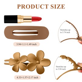 8Pcs Flat Hair Clips, French Concord Flat Hair Clips for Women Girls, 2 Styles Claw Clips for Thick Thin Hair, Matte Non-slip Hair Clips for Wedding Prom Party Hair Decorations(Color B)