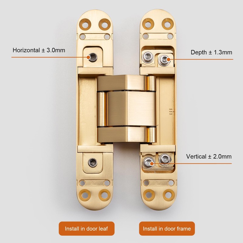 YAGU 3 Way Adjustable Invisible Door Hinge Concealed Hidden 180