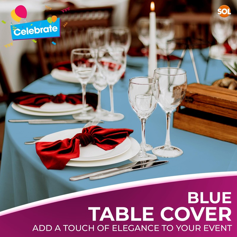 SOL 6pk Blue Round Table Cloth Disposable | 140cm Party
