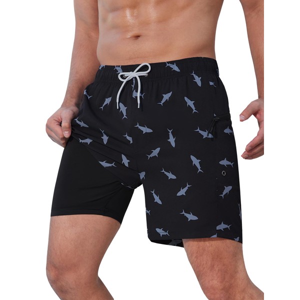 SILKWORLD Men's Swim Trunks Quick Dry Swimming Shorts 6 Inch